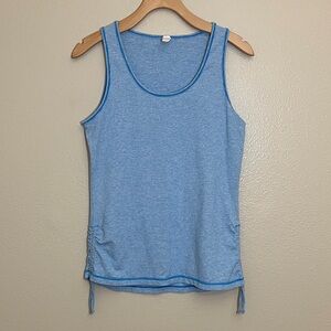 Lucy Blue Striped Sleeveless Ruched Athletic Tank Top